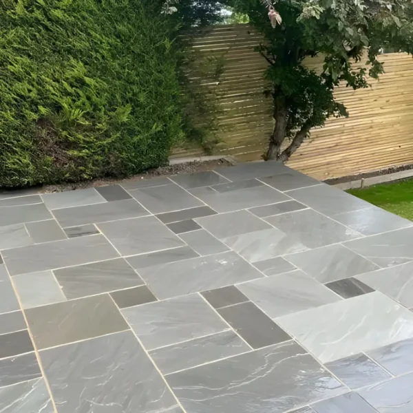 Kandla Grey Indian Natural Sandstone Paving Pack 22mm Calibrated 10.2m2 Patio Kit