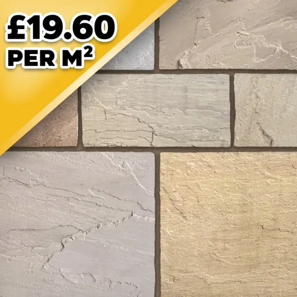 Tradestone Indian Natural Sandstone Paving Pack 22mm Calibrated 10.2m2 Patio Kit