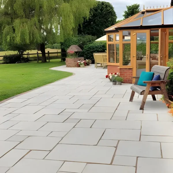 Graphite Indian Natural Tumbled Limestone Paving Pack 22mm Calibrated 15.25m2 Patio Kit