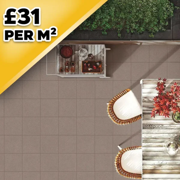 Barberino Brown Outdoor Porcelain Paving Tile | 400 x 400mm