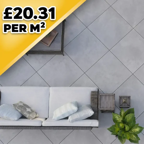 Italian Lunar Grey 20mm Outdoor Porcelain Paving Tile | 800 x 800mm