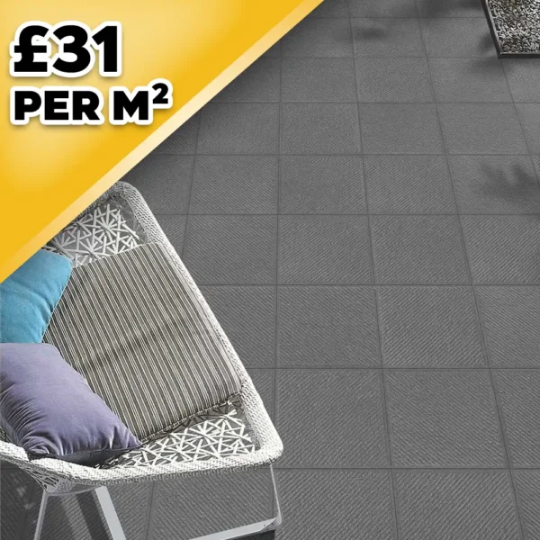 Barberino Nero Outdoor Porcelain Paving Tile | 400 x 400mm