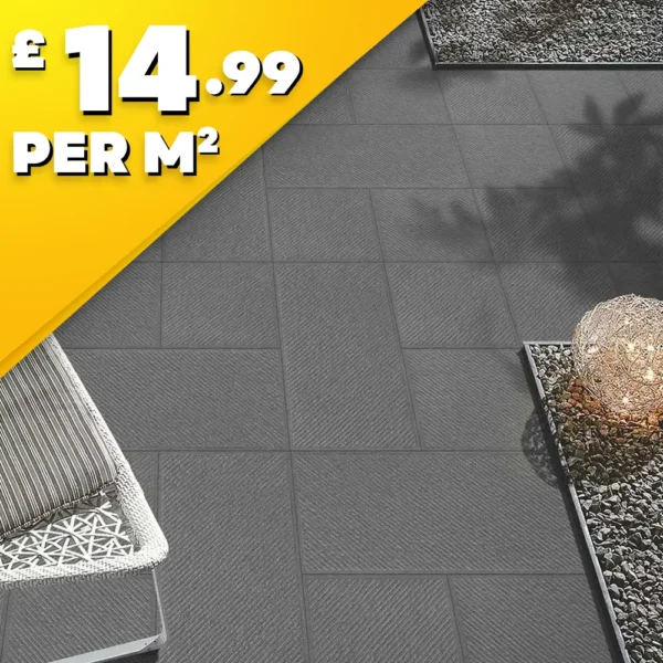 Barberino Nero Outdoor Porcelain Paving Tile | 800 x 400mm x 16mm