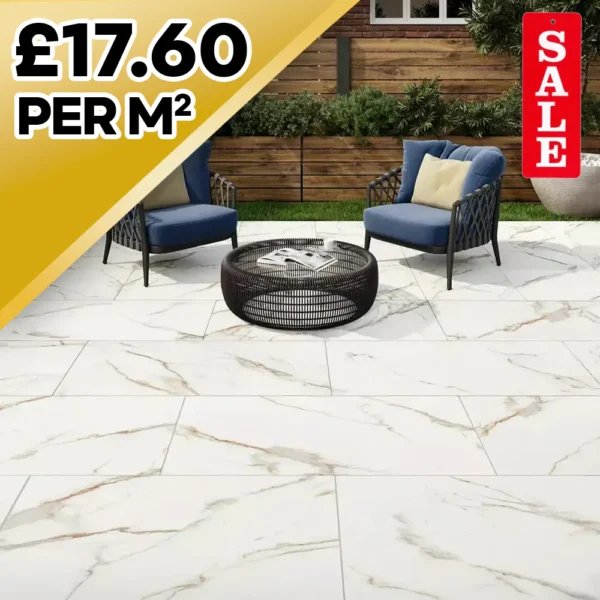Calacatta White/Gold Marble Porcelain Paving TIle