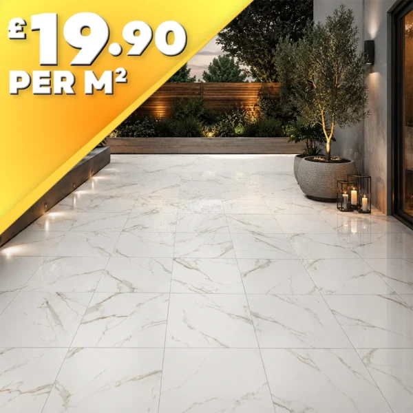 Calacatta White/Gold Marble Porcelain Paving Tile