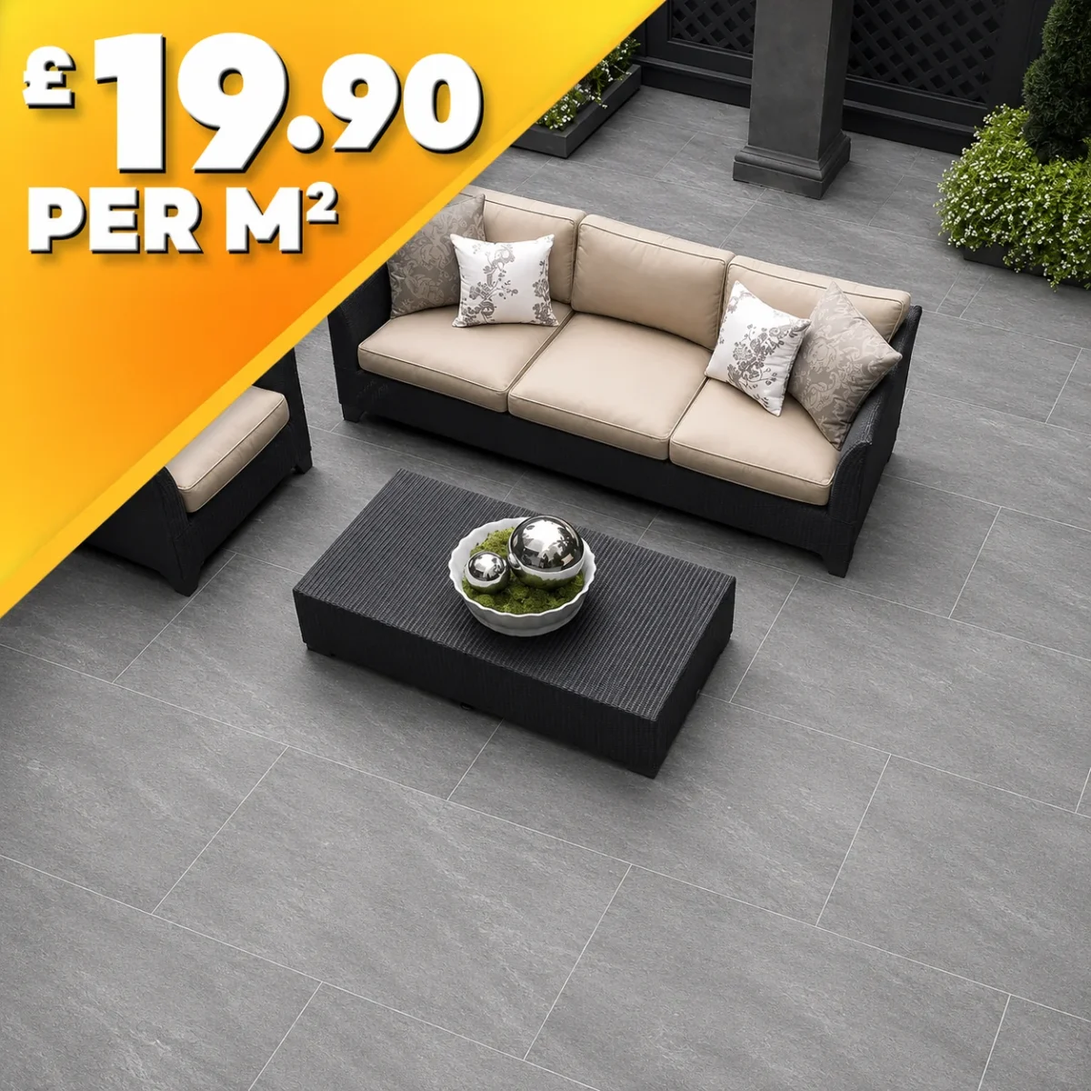 Mercury Grey 20mm Outdoor Porcelain Paving Tile | 900 x 600mm - Image 1