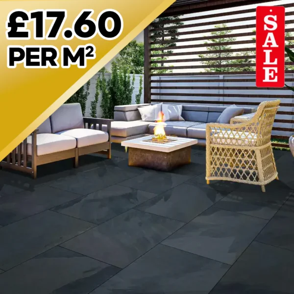 Raven Black 20mm Outdoor Porcelain Paving Tile | 900 x 600mm