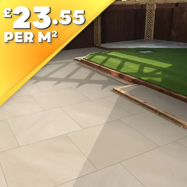 Riveria Crema (Beige) 20mm Outdoor Porcelain Paving Tile | 900 x 600mm
