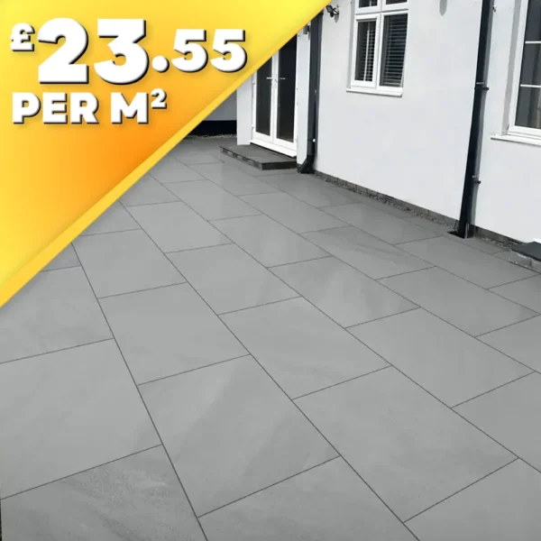 Riveria Gris (Grey) 20mm Outdoor Porcelain Paving Tile | 900 x 600mm