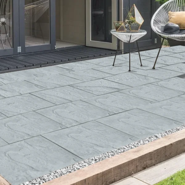 Eatons Milford Grey Riven 600x600x35mm Paving Slab Flag