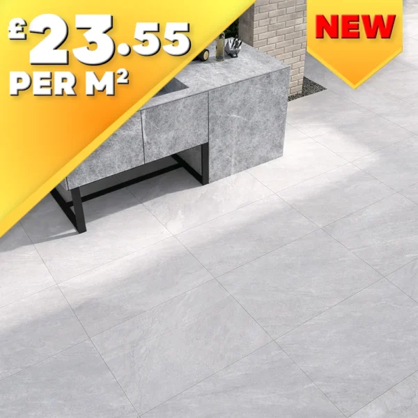 Rasa Pearl White 20mm Outdoor Porcelain Paving Tile 900x600